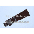 Long style Leather gloves with wool for woman